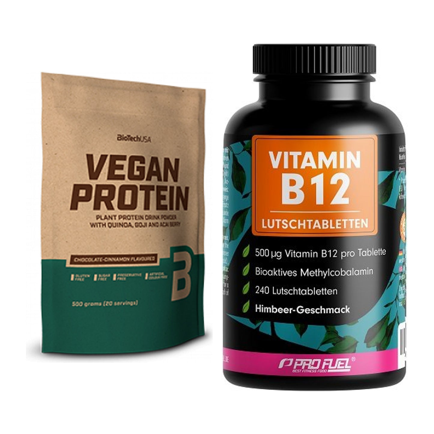 Basis-Set: BioTech Vegan Protein + ProFuel Vitamin B12 240 – alle enthaltenen Artikel