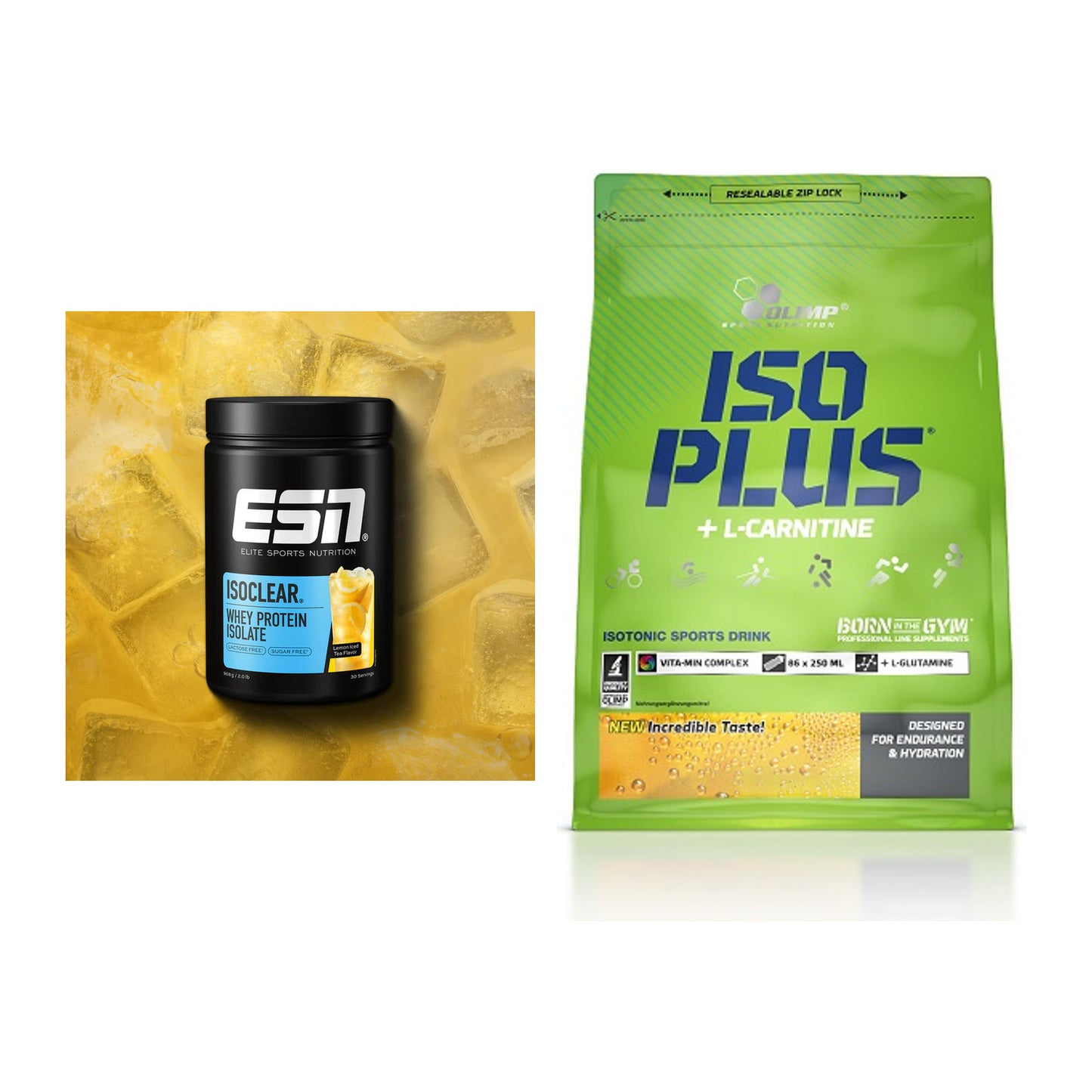 Basis-Set: ESN ISOCLEAR Whey Isolate + Olimp Iso Plus – alle enthaltenen Artikel