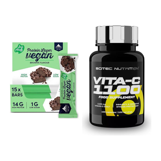 Basis-Set: Multipower Vegan Protein Layer Bar + Scitec Vitamin C 1100 – alle enthaltenen Artikel