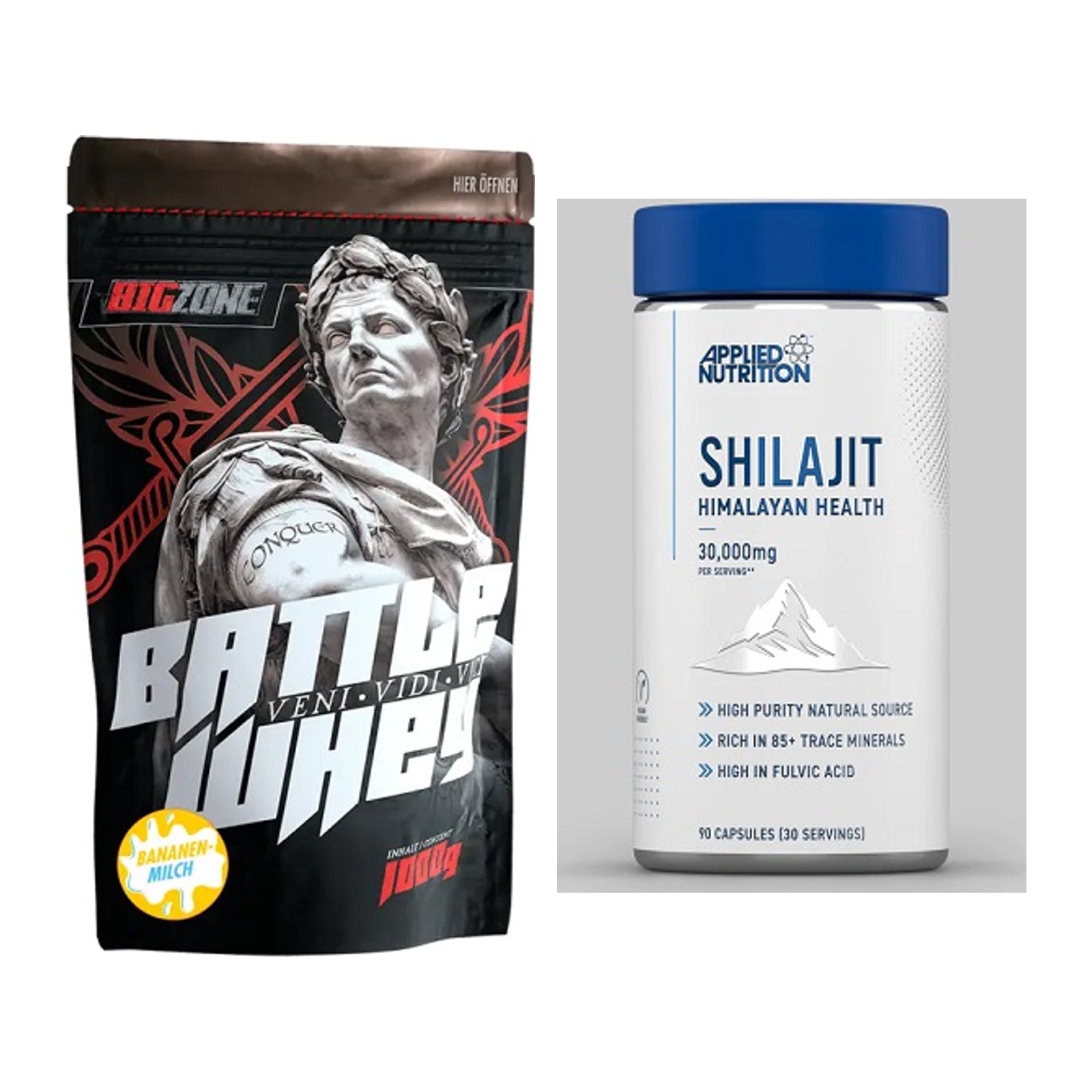 Basis-Set: Big Zone Battle Whey + Applied Nutrition Shilajit – alle enthaltenen Artikel