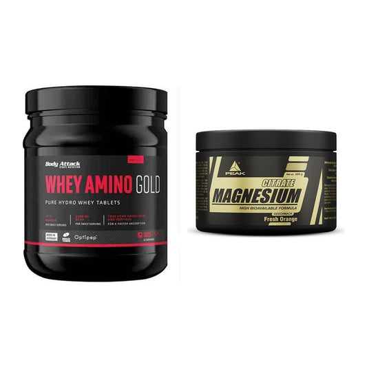 Basis-Set: Body Attack Whey Amino Gold + Peak Magnesium Citrat – alle enthaltenen Artikel