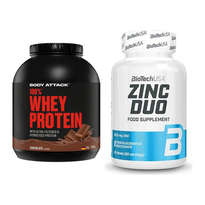 Basis-Set: Body Attack 100% Whey Protein + BioTech Zinc Duo – alle enthaltenen Artikel