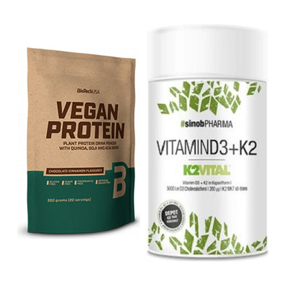 Basis-Set: BioTech Vegan Protein + Sinob Vitamin D3 + K2 – alle enthaltenen Artikel