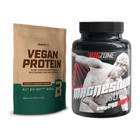 Basis-Set: BioTech Vegan Protein + Big Zone Magnesium Bisglycinat – alle enthaltenen Artikel