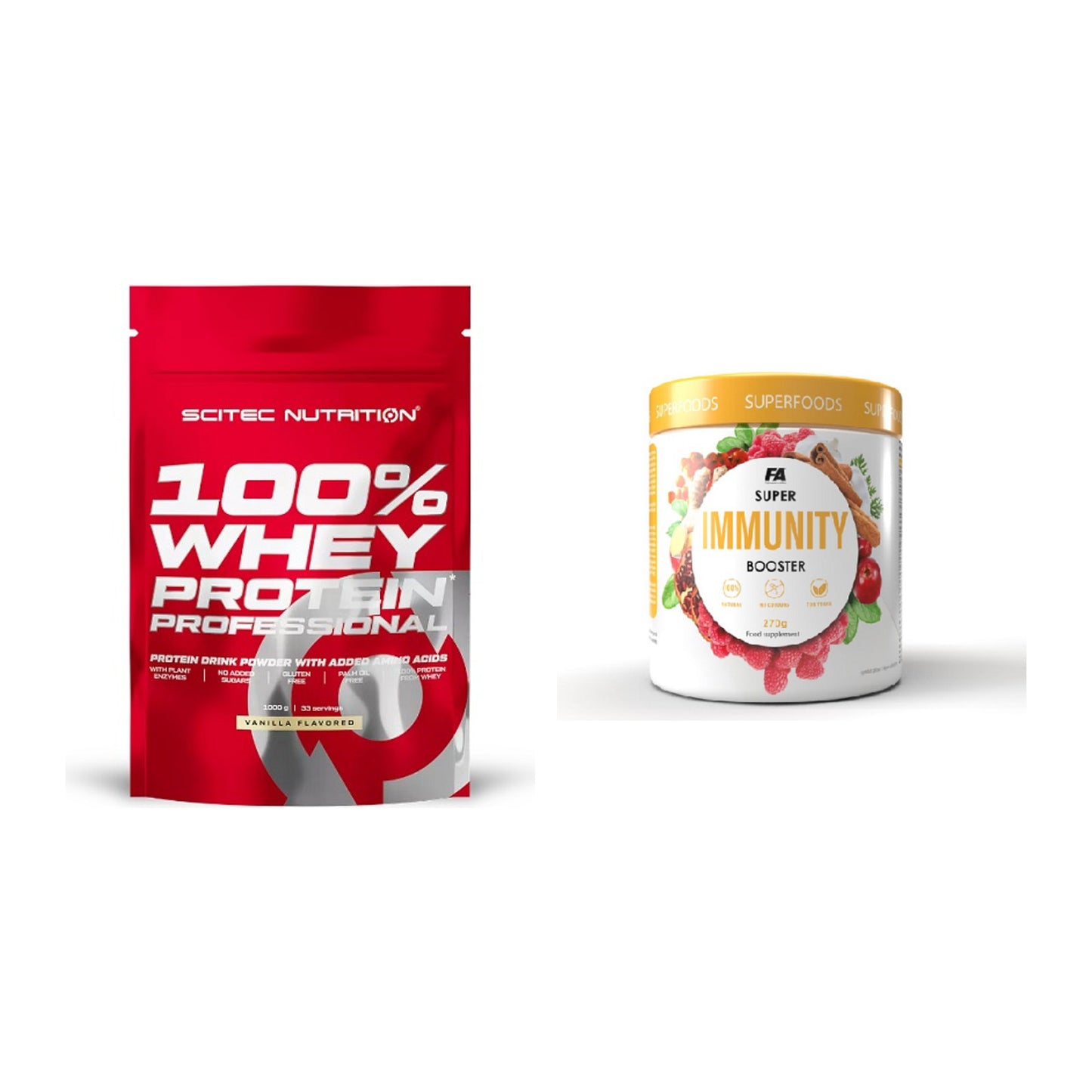 Basis-Set: Scitec 100% Whey Protein + FA Nutrition Wellnes Line Super – alle enthaltenen Artikel