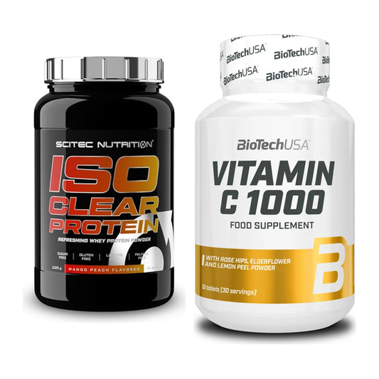 Basis-Set: Scitec IsoClear Protein + BioTech Vitamin C 1000 30 Tabl. – alle enthaltenen Artikel