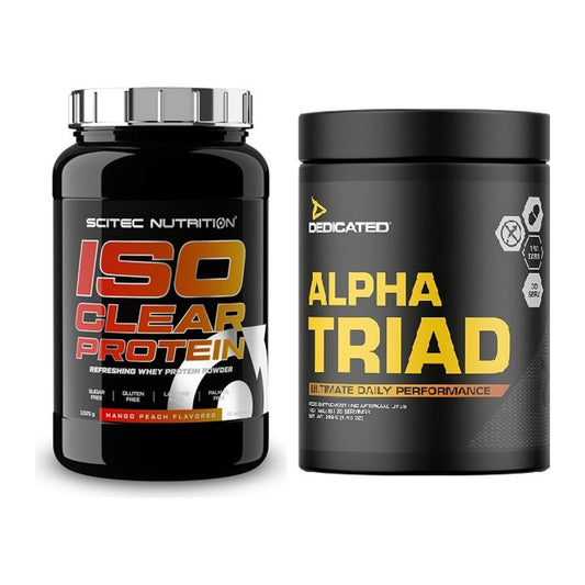 Basis-Set: Scitec IsoClear Protein + Dedicated Alpha Triad 180 Tabl. – alle enthaltenen Artikel