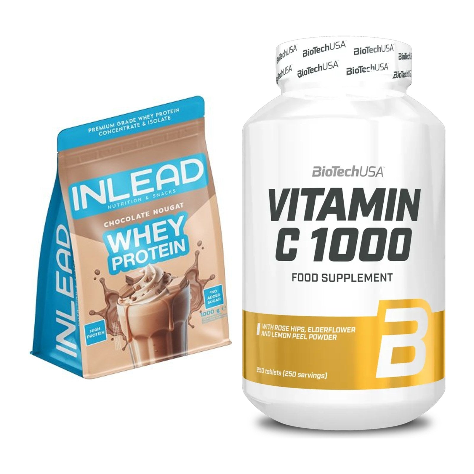 Basis-Set: INLEAD Whey Protein + BioTech Vitamin C 1000 250 Tabl. – alle enthaltenen Artikel