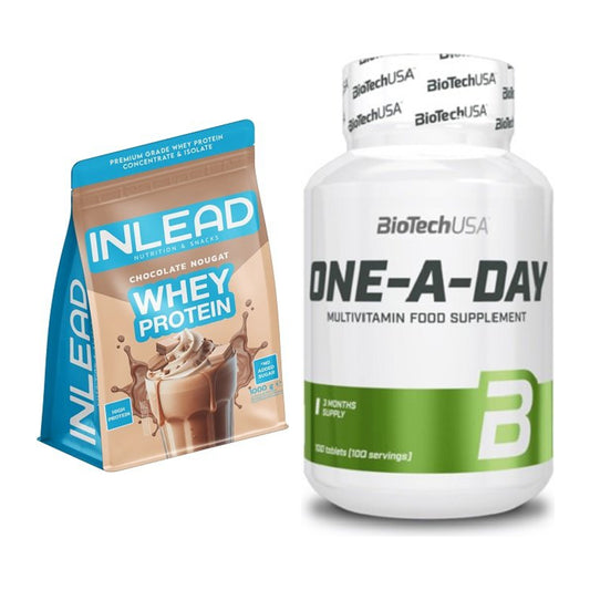 Basis-Set: INLEAD Whey Protein + BioTech One A Day 100 Tabl. – alle enthaltenen Artikel