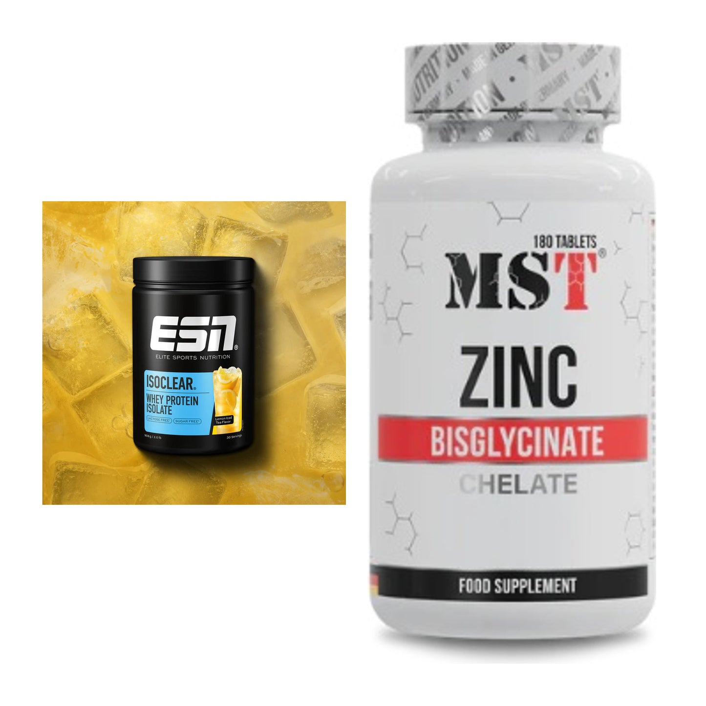 Basis-Set: ESN ISOCLEAR Whey Isolate + MST Zinc Chelate Bisglycinate – alle enthaltenen Artikel