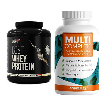 Basis-Set: MST Best Whey Protein + ProFuel MULTI COMPLETE – alle enthaltenen Artikel