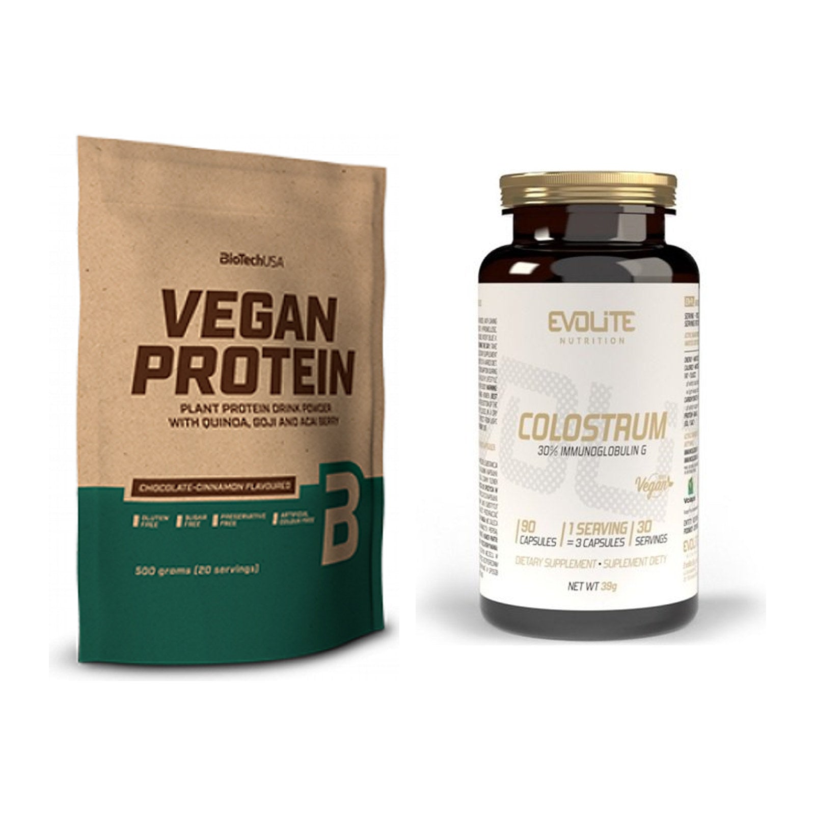 Basis-Set: BioTech Vegan Protein + Evolite Nutrition Colostrum 30% – alle enthaltenen Artikel