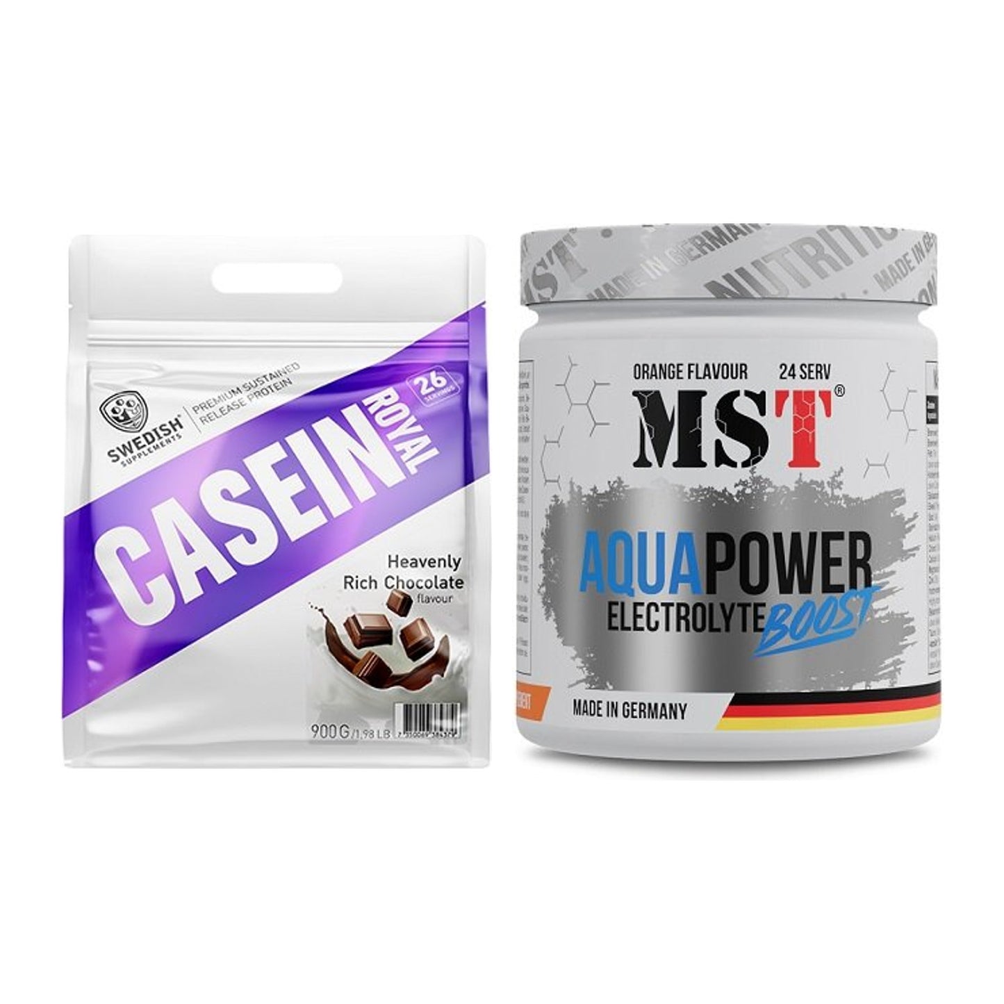 Basis-Set: Swedish Supplements Casein + MST Aqua Power Electrolyte – alle enthaltenen Artikel