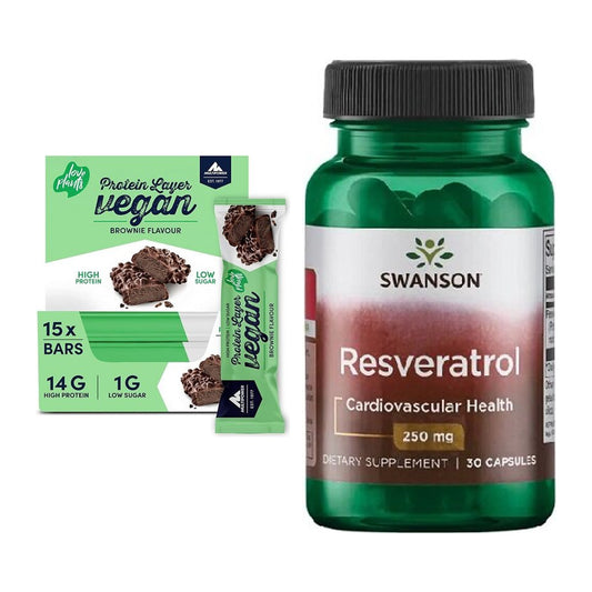 Grundset: Multipower Vegan Protein Layer Bar + Swanson Resveratrol - alla föremål ingår