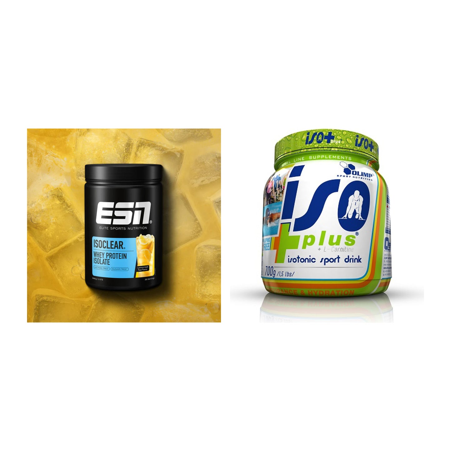 Basis-Set: ESN ISOCLEAR Whey Isolate + Olimp Iso Plus – alle enthaltenen Artikel