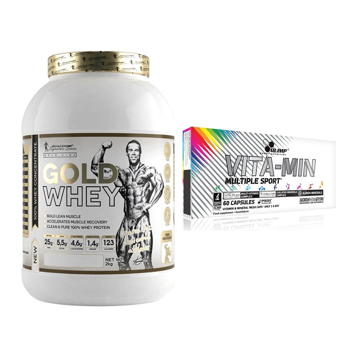 Basis-Set: Kevin Levrone Gold Whey + Olimp Vita-Min Multiple Sport – alle enthaltenen Artikel