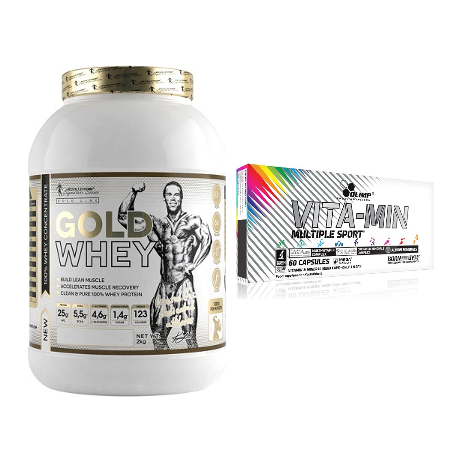 Basis-Set: Kevin Levrone Gold Whey + Olimp Vita-Min Multiple Sport – alle enthaltenen Artikel