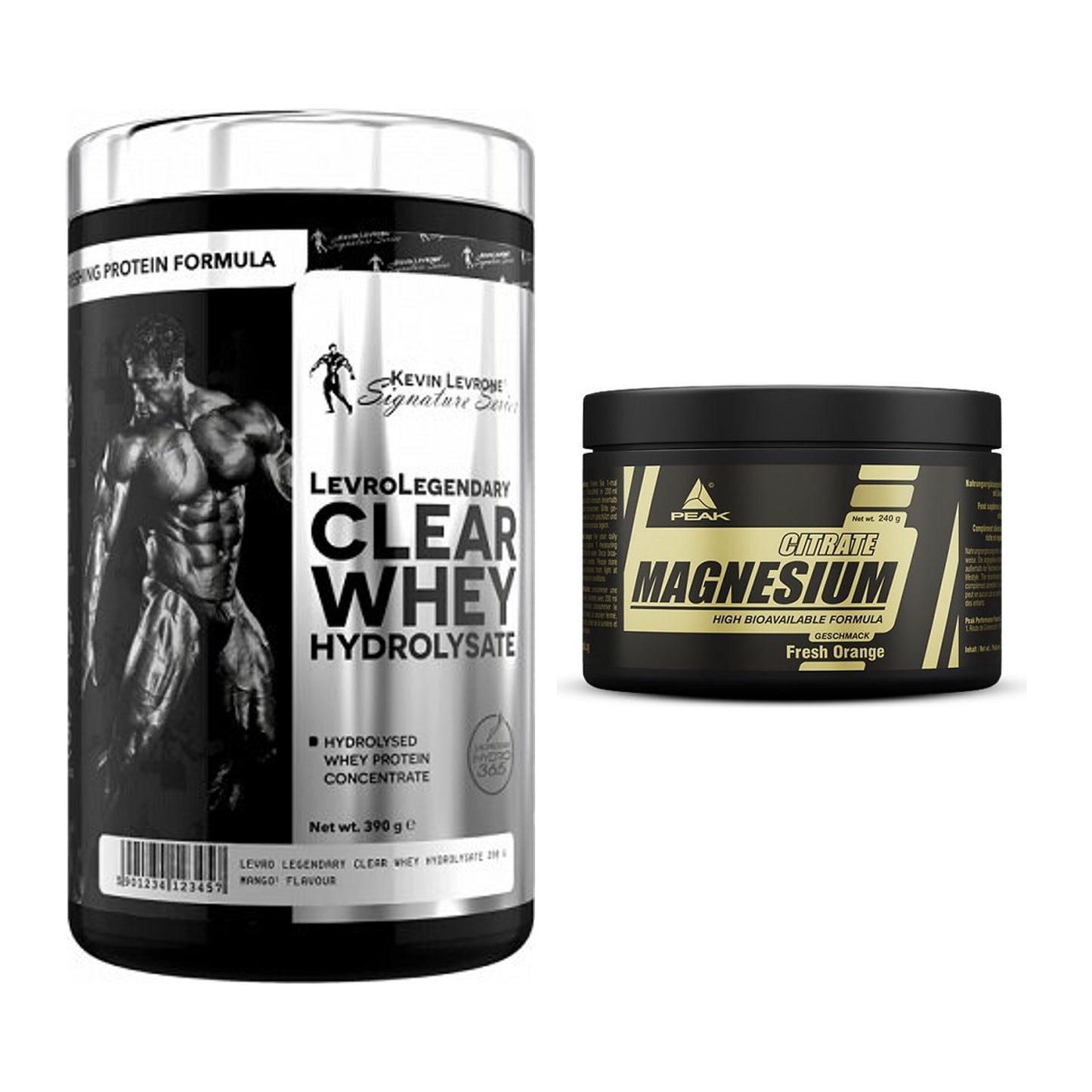 Basis-Set: Kevin Levrone Clear Whey + Peak Magnesium Citrat – alle enthaltenen Artikel