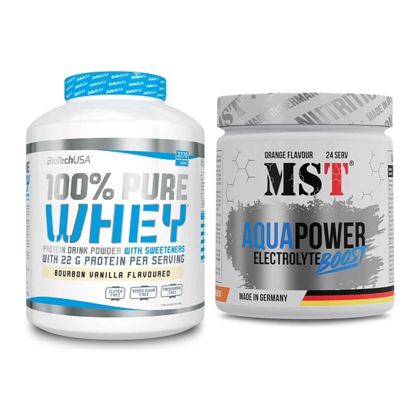 Basis-Set: BioTech 100% Pure Whey + MST Aqua Power Electrolyte Boost – alle enthaltenen Artikel
