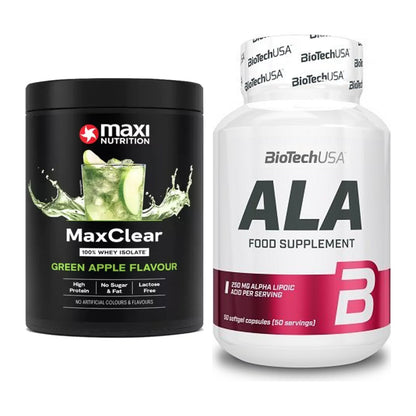 Basis-Set: MaxiNutrition MaxClear 100% + BioTech ALA alpha lipoic – alle enthaltenen Artikel