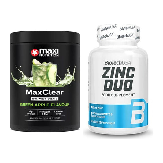 Basis-Set: MaxiNutrition MaxClear 100% Clear + BioTech Zinc Duo – alle enthaltenen Artikel