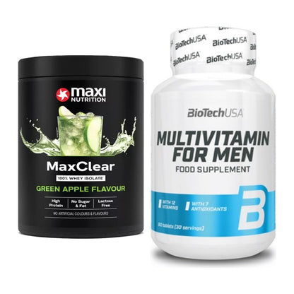 Basis-Set: MaxiNutrition MaxClear 100% + BioTech Multivitamin for Men – alle enthaltenen Artikel