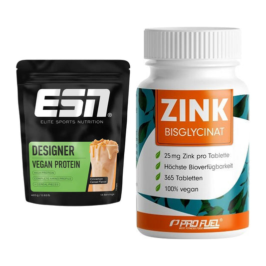 Basis-Set: ESN Designer Vegan Protein + ProFuel Zink Bisclycinat – alle enthaltenen Artikel