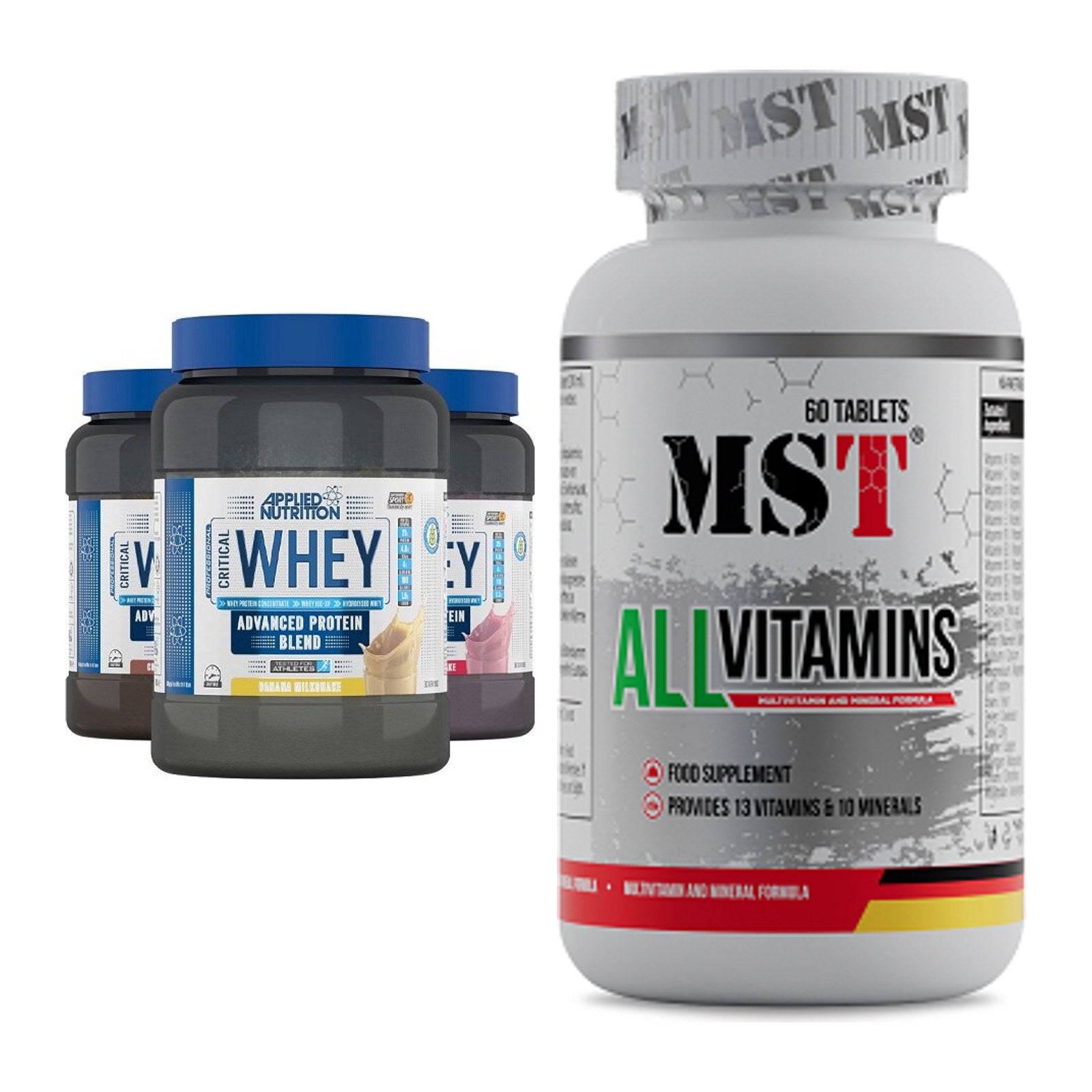 Basis-Set: Applied Nutrition Critical + MST All Vitamins 60 Pillen – alle enthaltenen Artikel