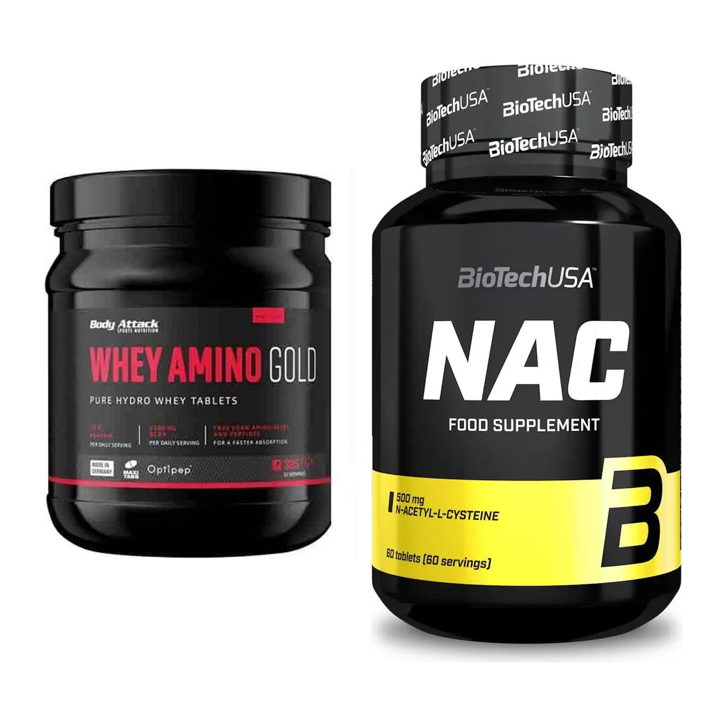 Basis-Set: Body Attack Whey Amino Gold + BioTech NAC – alle enthaltenen Artikel