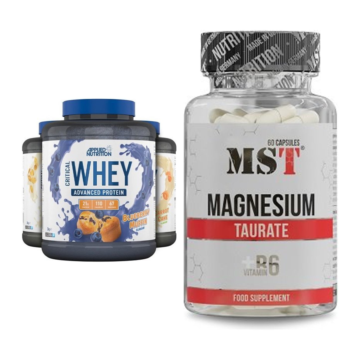Basis-Set: Applied Nutrition Critical Whey + MST Magnesium Taurat – alle enthaltenen Artikel