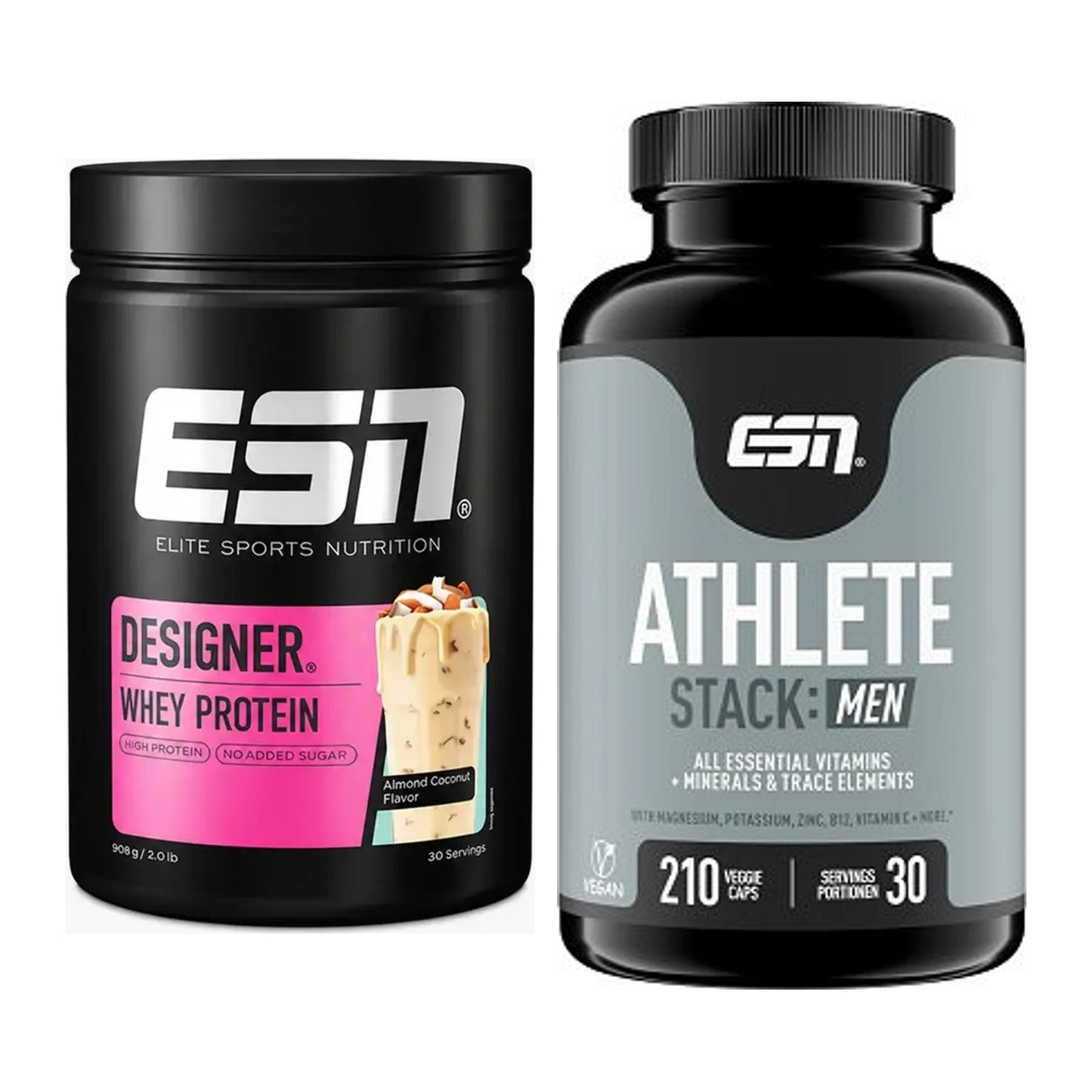 Basis-Set: ESN Designer Whey + ESN Athlete Stack:MEN – alle enthaltenen Artikel