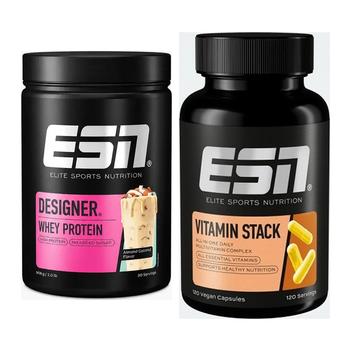 Basis-Set: ESN Designer Whey + ESN Vitamin Stack – alle enthaltenen Artikel