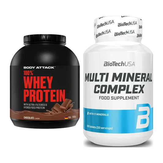 Basis-Set: Body Attack 100% Whey + BioTech Multi Mineral – alle enthaltenen Artikel