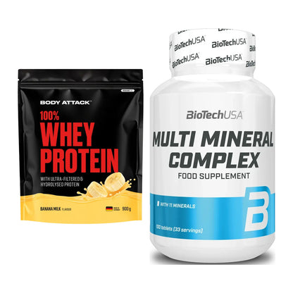Basis-Set: Body Attack 100% Whey + BioTech Multi Mineral – alle enthaltenen Artikel