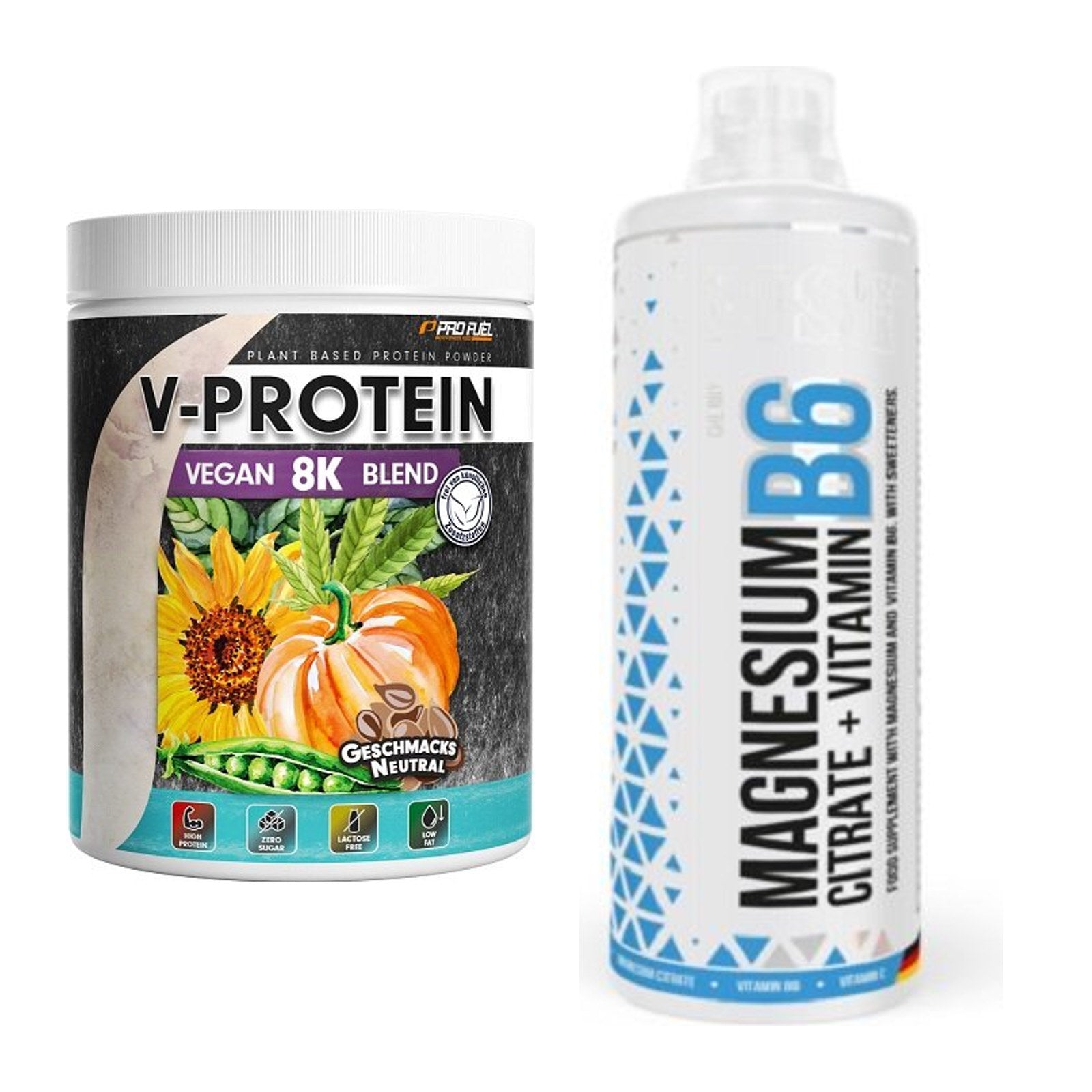 Basis-Set: ProFuel V-Protein Vegan 8K Blend + MST Magnesium B6 – alle enthaltenen Artikel