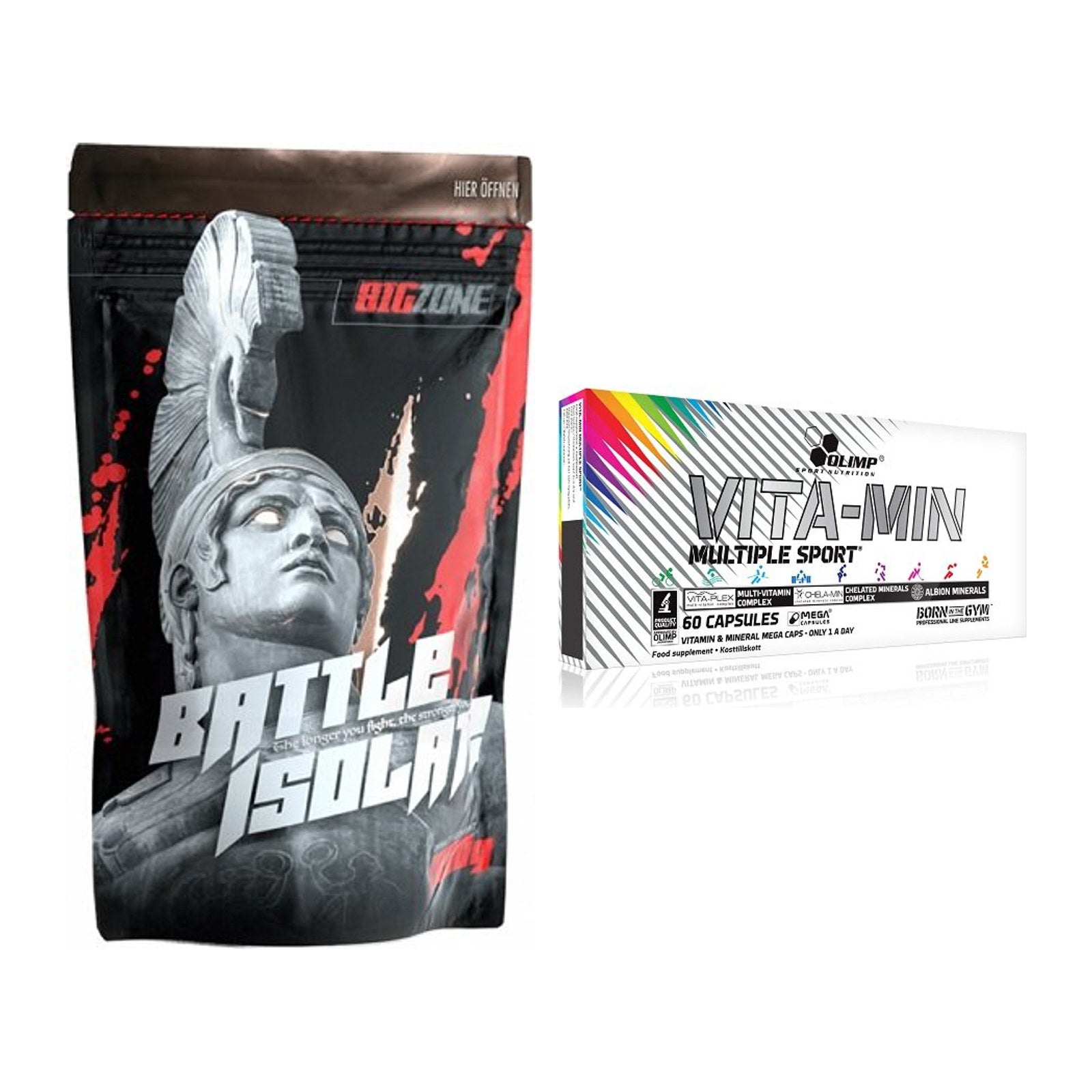 Basis-Set: Big Zone Battle Isolate + Olimp Vita-Min Multiple Sport – alle enthaltenen Artikel