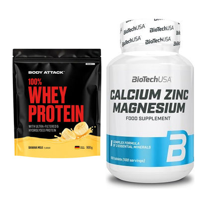 Basis-Set: Body Attack 100% Whey + BioTech Calcium Zinc – alle enthaltenen Artikel