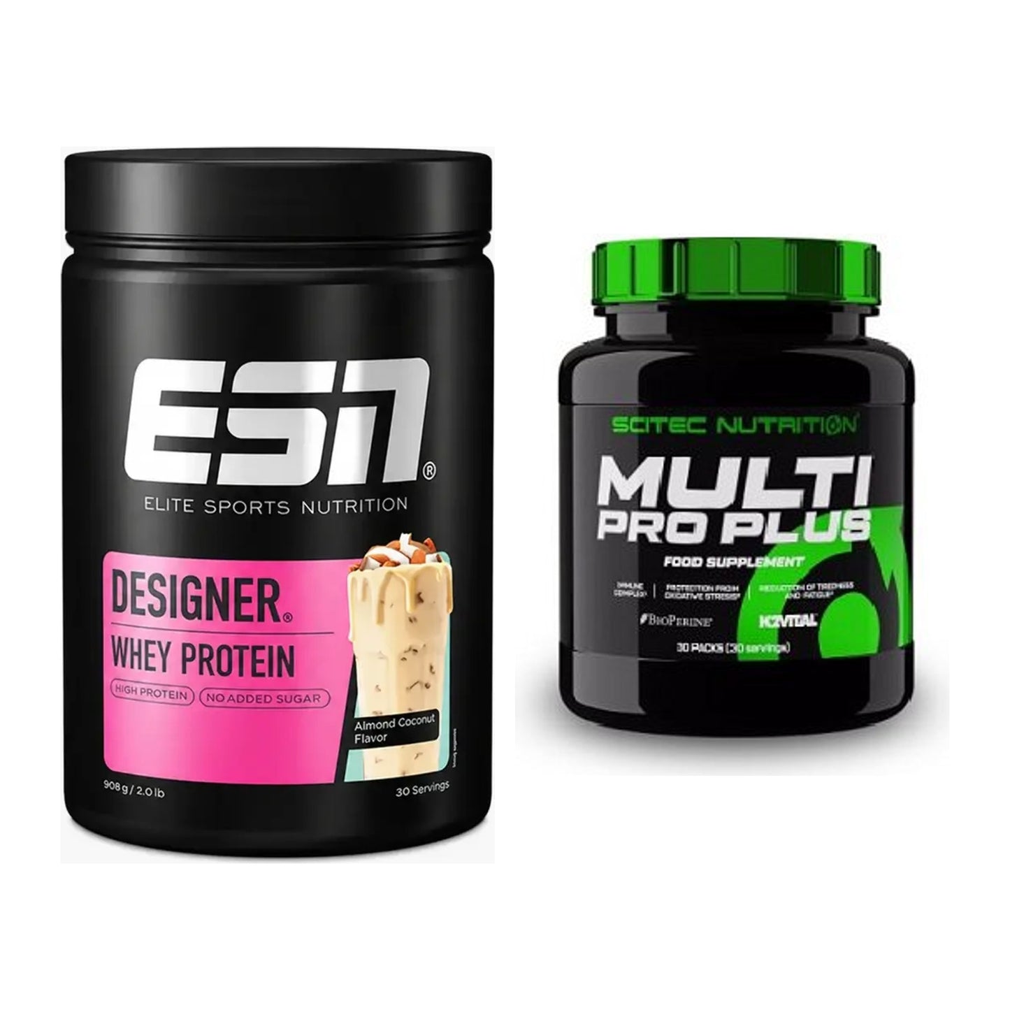 Basis-Set: ESN Designer Whey + Scitec Multi Pro Plus 30 Packs – alle enthaltenen Artikel