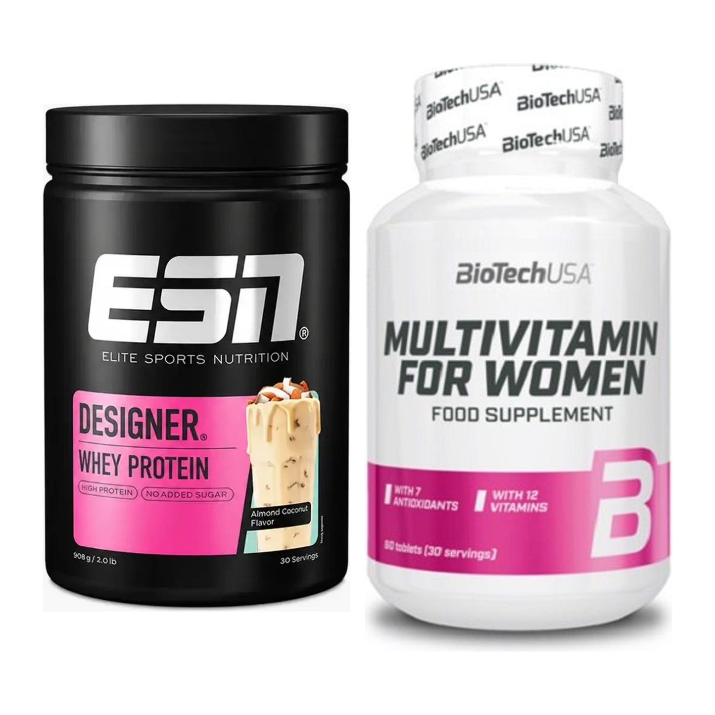 Basis-Set: ESN Designer Whey + BioTech Multivitamin für Frau 60 – alle enthaltenen Artikel