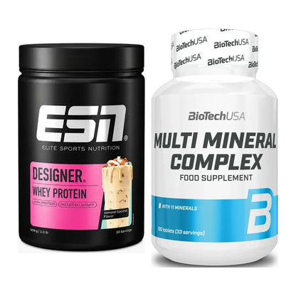 Basis-Set: ESN Designer Whey + BioTech Multi Mineral Complex 100 – alle enthaltenen Artikel