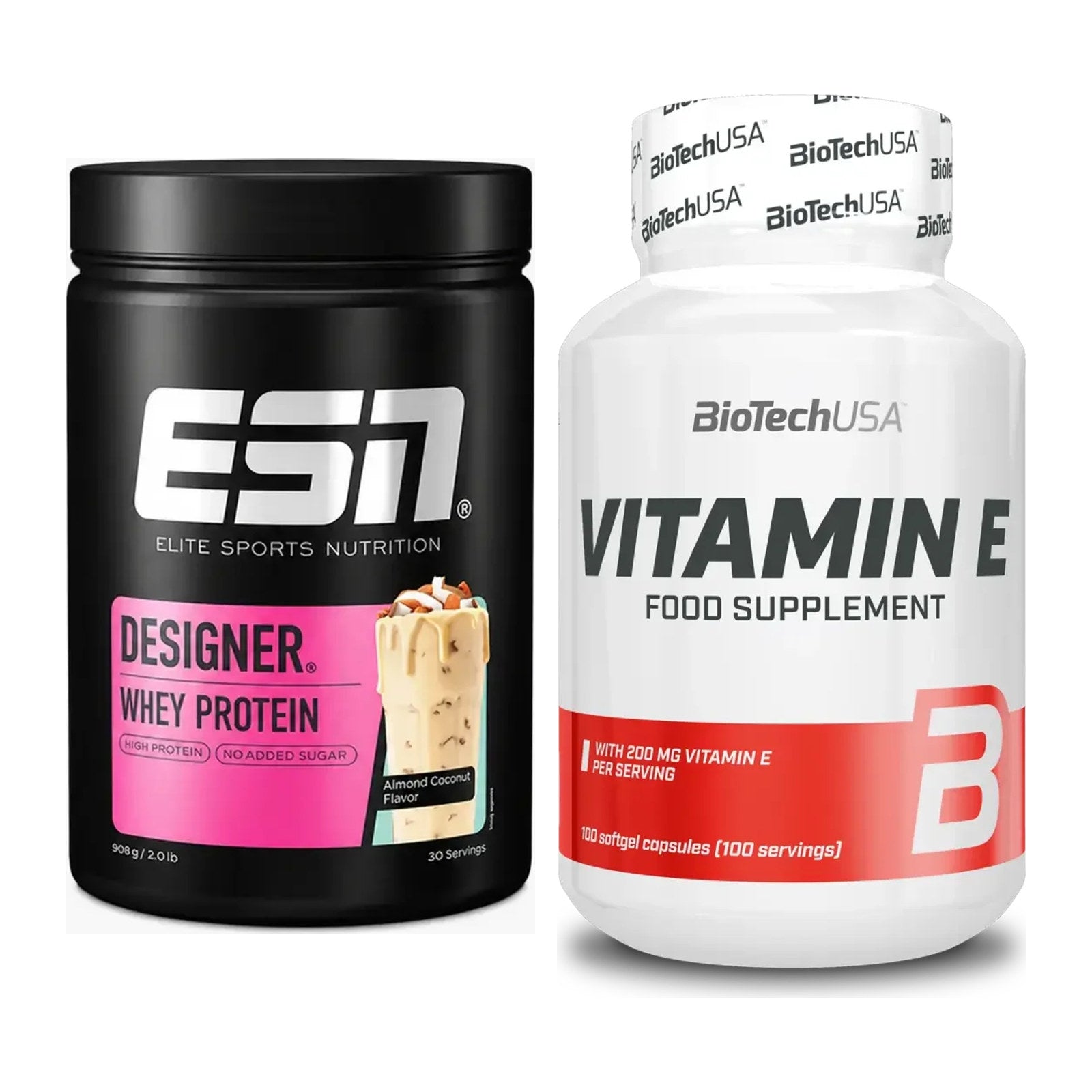 Basis-Set: ESN Designer Whey + BioTech Vitamin E 100 Softgelcaps – alle enthaltenen Artikel