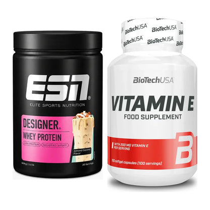 Basis-Set: ESN Designer Whey + BioTech Vitamin E 100 Softgelcaps – alle enthaltenen Artikel