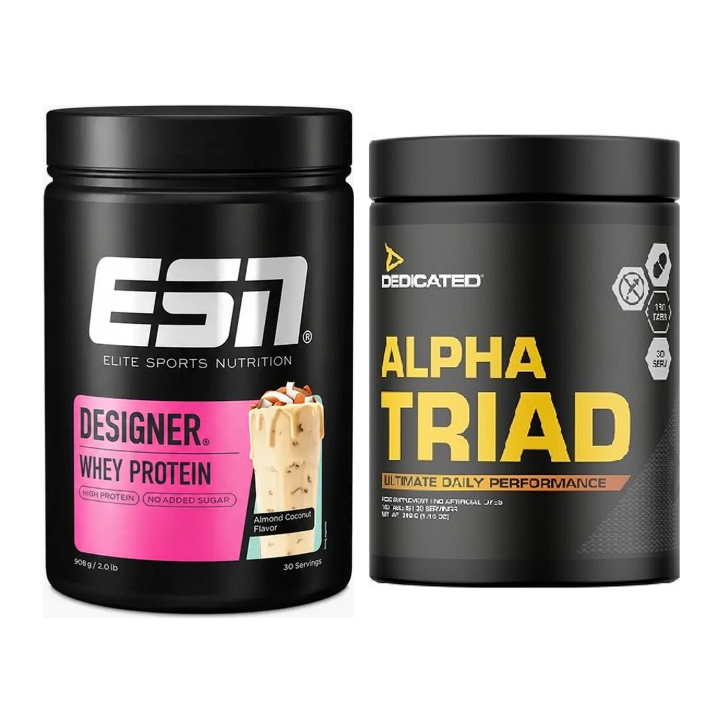 Basis-Set: ESN Designer Whey + Dedicated Alpha Triad 180 Tabl. – alle enthaltenen Artikel