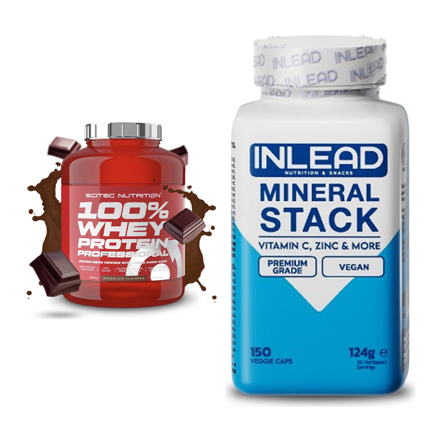 Basis-Set: Scitec 100% Whey Professional + INLEAD Mineral Stack – alle enthaltenen Artikel