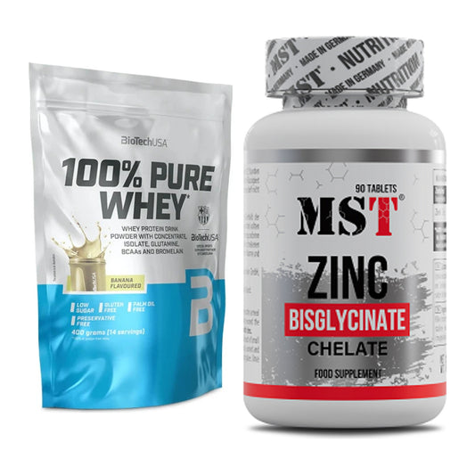 Basis-Set: BioTech 100% Pure Whey + MST Zinc Chelate Bisglycinate – alle enthaltenen Artikel