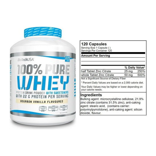 Basis-Set: BioTech 100% Pure Whey + GN Zinc Citrate 120 Tabl. – alle enthaltenen Artikel