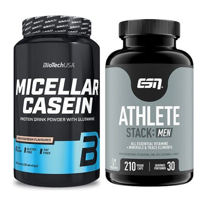 Basis-Set: BioTech Micellar Casein + ESN Athlete Stack:MEN – alle enthaltenen Artikel