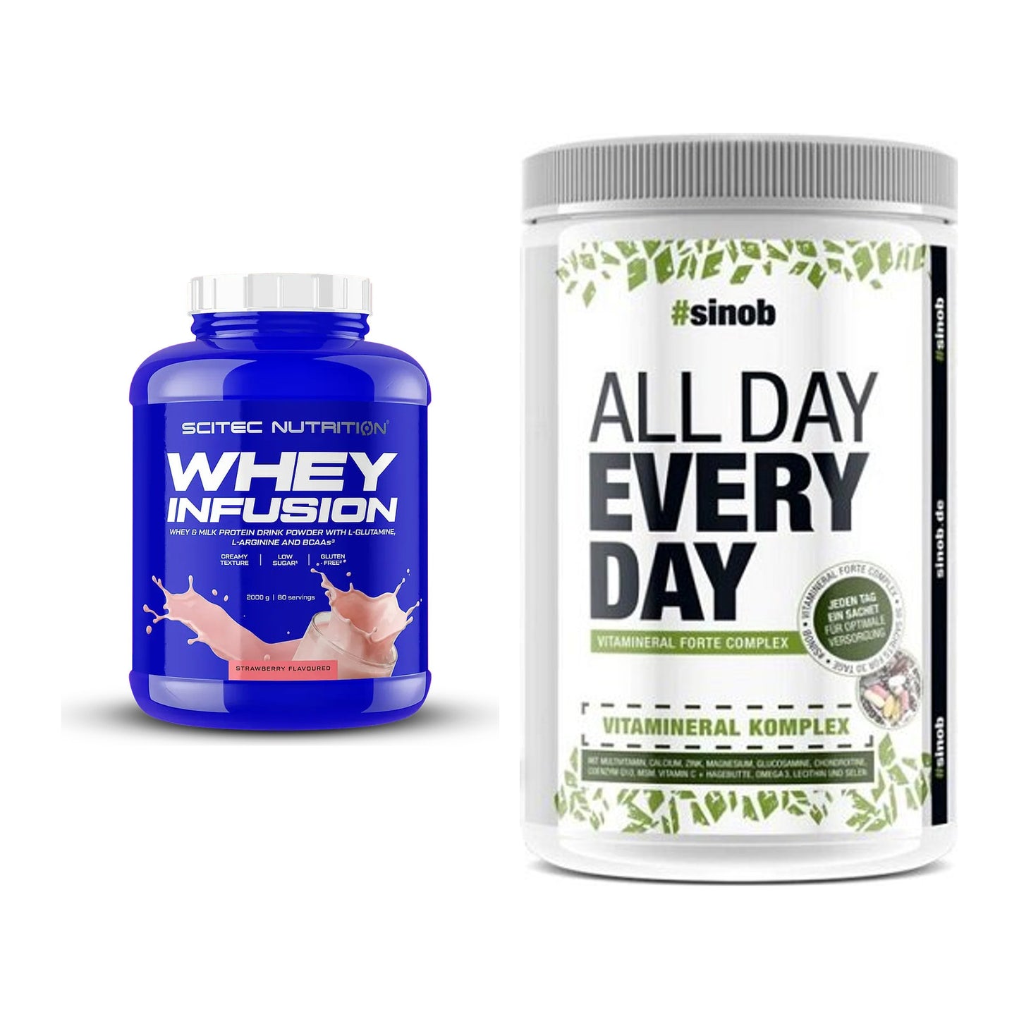 Basis-Set: Scitec Whey Infusion + Sinob All Day Every Day 30 Serv. – alle enthaltenen Artikel