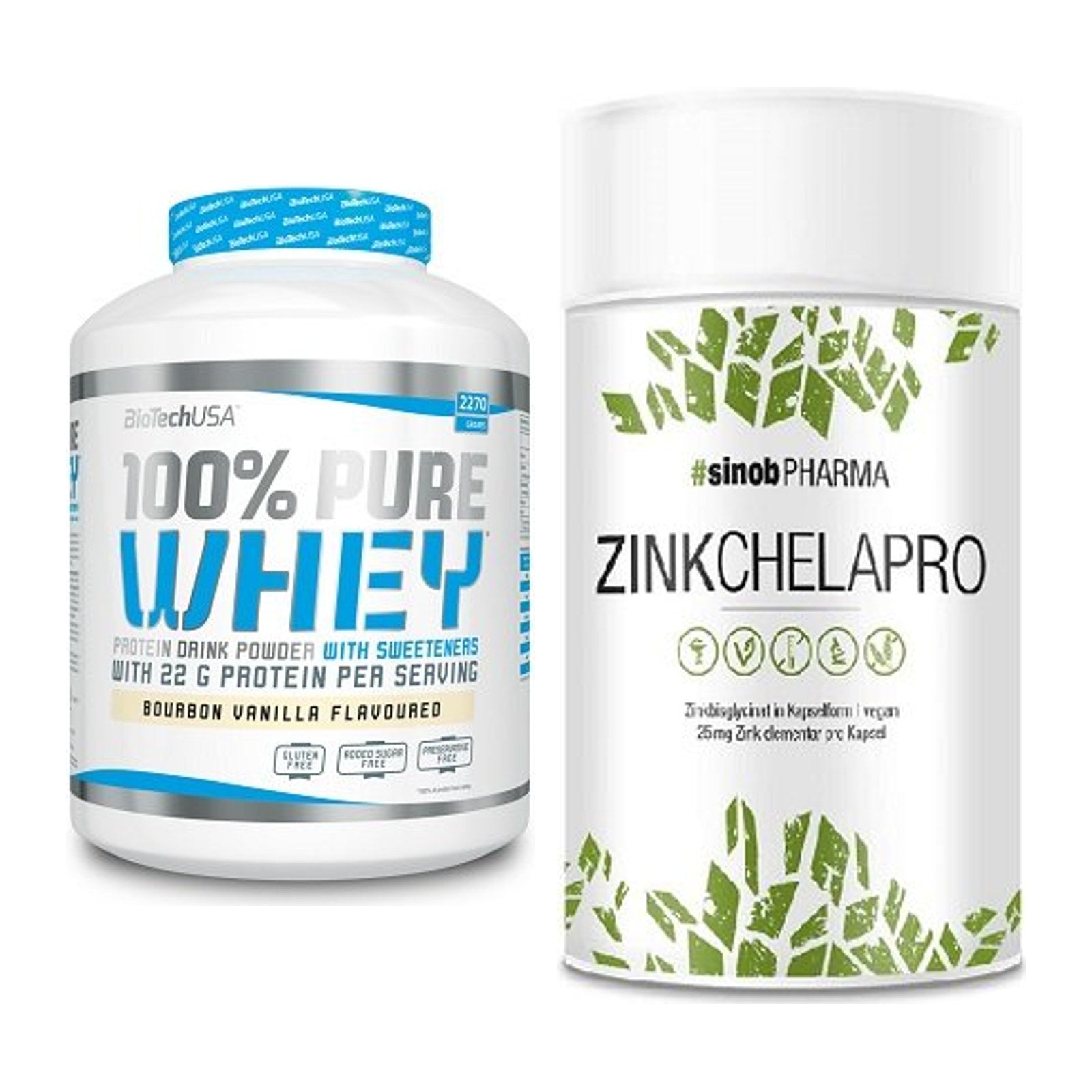 Basis-Set: BioTech 100% Pure Whey + Sinob Zink Chelapro – alle enthaltenen Artikel