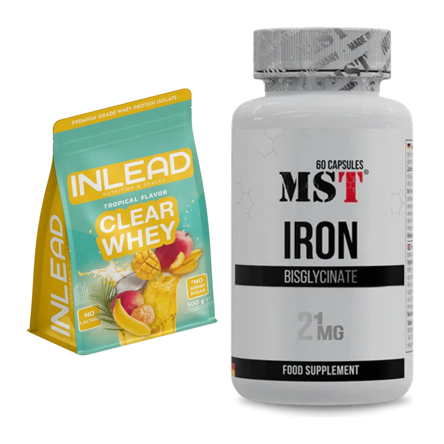 Basis-Set: INLEAD Clear Whey Isolate + MST Iron Bisglycinate – alle enthaltenen Artikel